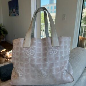 Authentic Chanel Vintage Travel Line Pink Tote